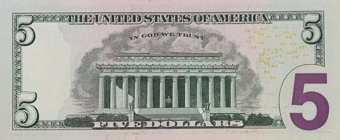 2013 5 Dollar Bill Reverse