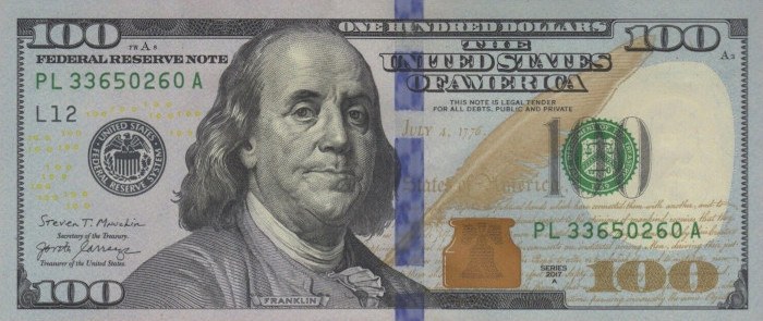 2017 Series 100 Dollar Bill