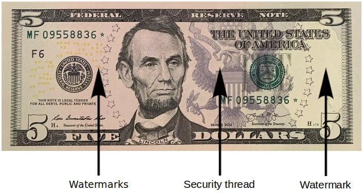 5 Dollar Bill Security Features