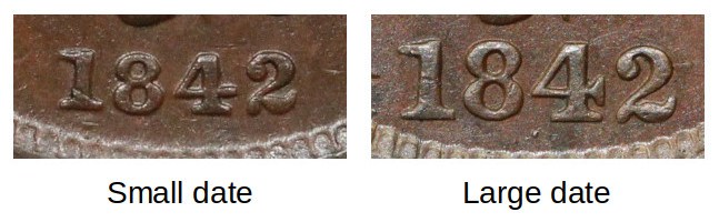 1842 Large Cent Small Date vs Large Date