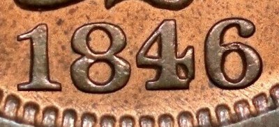 1846 Large Cent Medium Date