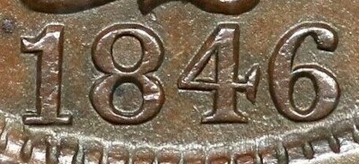 1846 Large Cent Tall Date