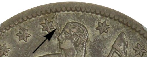 1861 O Silver Dollar Cracked Obverse Variety