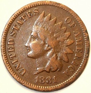 1881 Indian Head Cent in Average Circulated Condition   Priced Right 