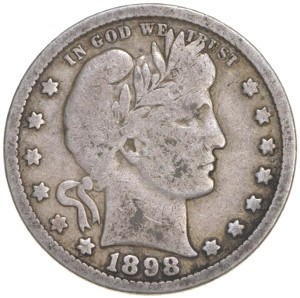 Details about   1898 Barber Silver Quarter Choice VG Uncertified 
