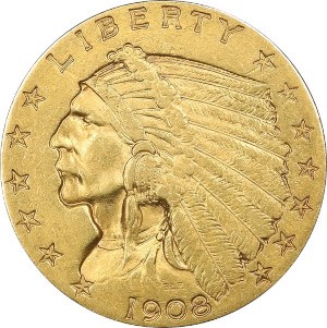 1908 Indian Head Quarter Eagle