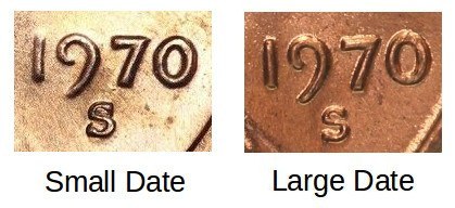 1970 S Penny Small Date vs Large Date