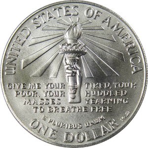 1986 Statue of Liberty Silver Dollar Reverse