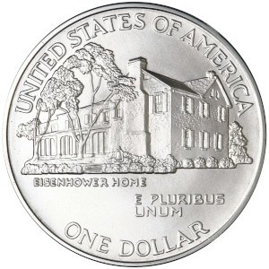 1990 Eisenhower Centennial Silver Dollar Reverse