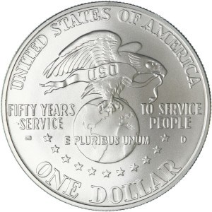 1991 USO Silver Dollar Reverse