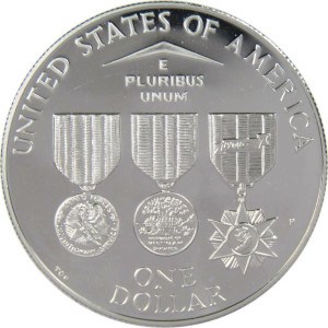 1994 Vietnam Veterans Memorial Silver Dollar Reverse