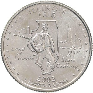 US 2003 Illinois State Quarter BU Unc Coin Key Chain Ring Bottle Opener NEW
