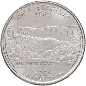2005 P MINT West Virginia State Quarter Uncirculated Shipping Disc. WV 
