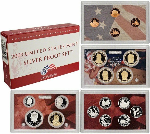 Details about   2009-S US Mint Complete SILVER 18 Coin PROOF Set w/Box and COA 