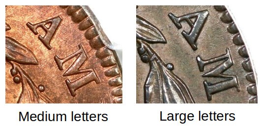Large Cent Medium Letters vs Large Letters